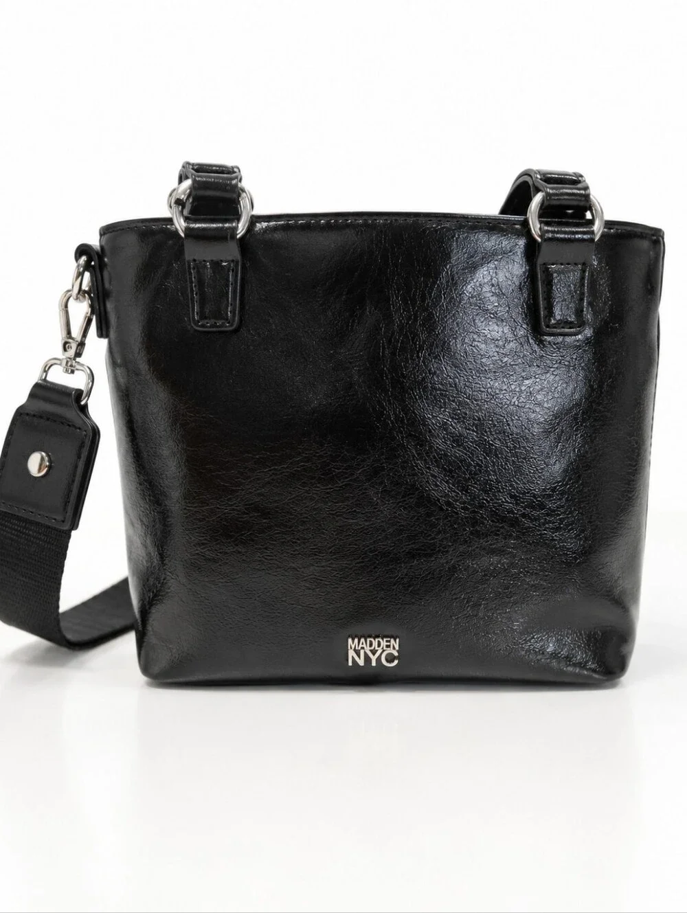 MADDEN NYC Black Patent Leather Crossbody Or Satchel.